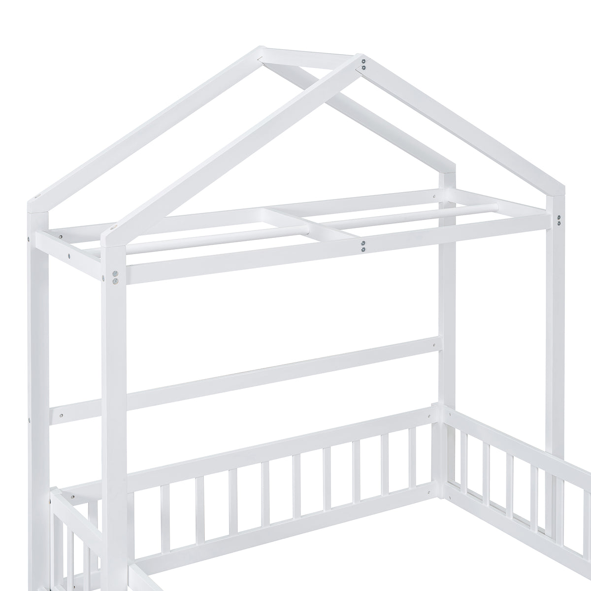 Full Platform Bed with Storage Rack White
