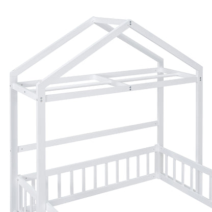 Full Platform Bed with Storage Rack White