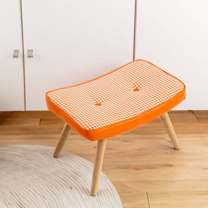Wooden Step Ottoman with Cushion Orange
