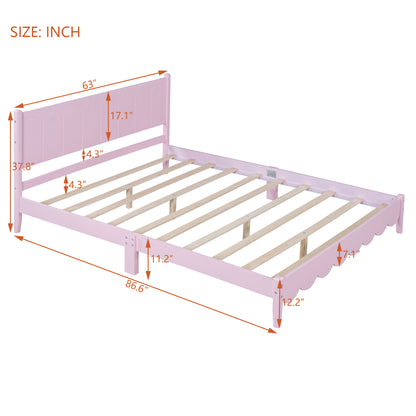 Queen Platform Bed Pink