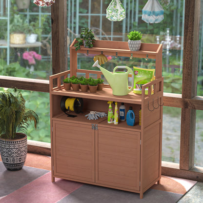 Outdoor Gardening Workbench with Roof Terrace