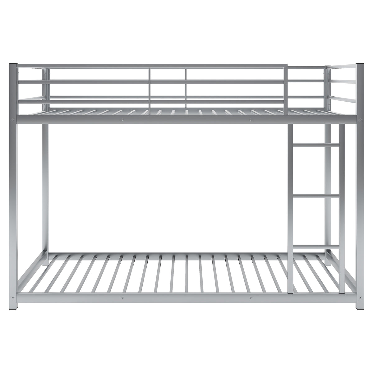 Metal Twin Bunk Bed with Ladder Silver