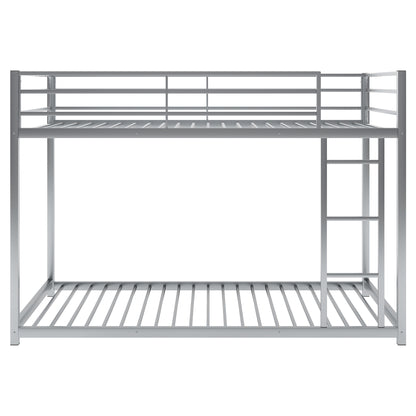 Metal Twin Bunk Bed with Ladder Silver
