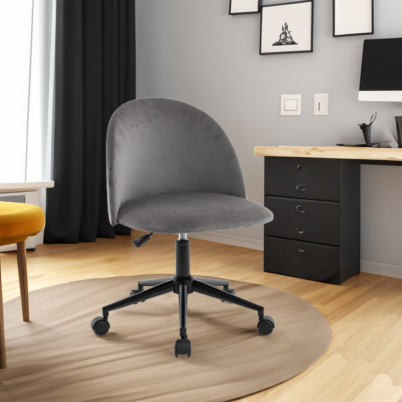 Velvet Swivel Office Chair – Black Legs