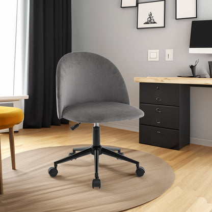 Velvet Swivel Office Chair – Black Legs