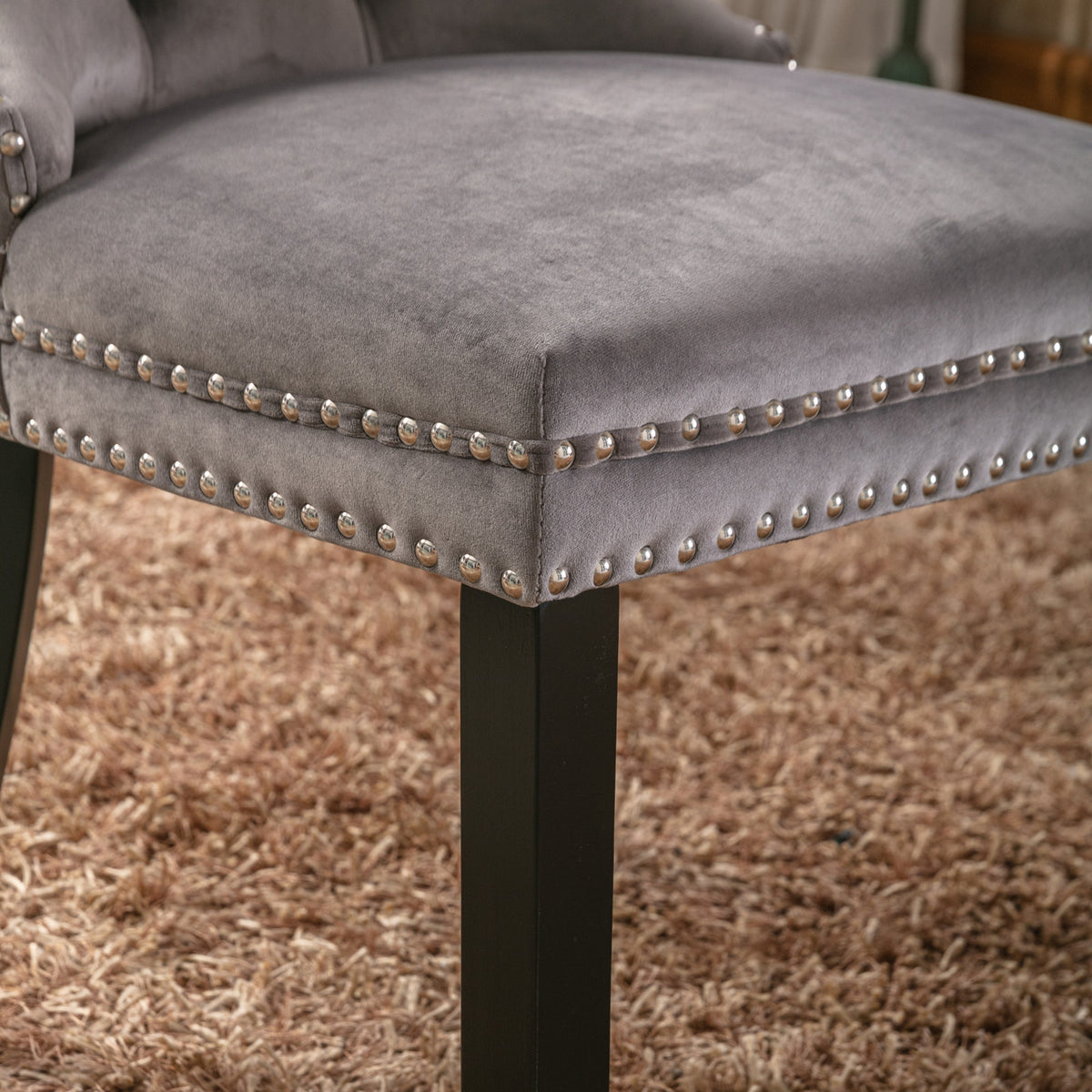 Nikki Tufted Linen Dining Chair Set (2 pcs) – Gray