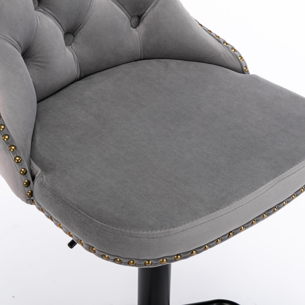 Swivel Velvet Bar Stool Set (2 pcs) – Gray