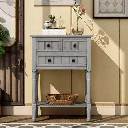 Narrow Console Desk – Grey Washed Finish