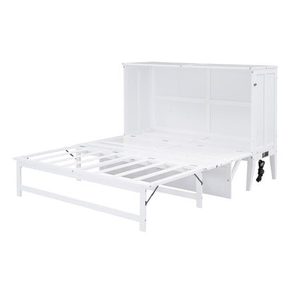 Queen Size Murphy Bed with USB Ports and Storage Shelf