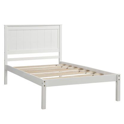 Twin Platform Bed with Headboard White