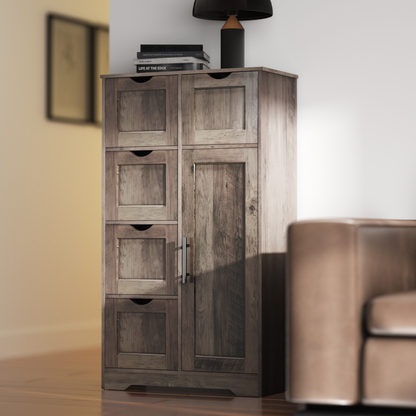 Tall Bathroom Cabinet – Grey Wood
