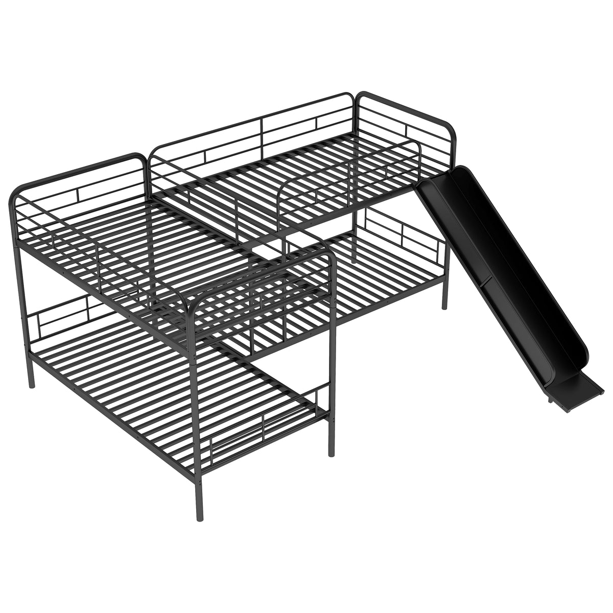 Twin L-Shaped Bunk Bed Black