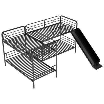 Twin L-Shaped Bunk Bed Black