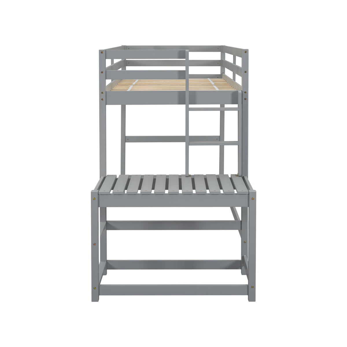 Twin High Loft Bed with Ladder Gray