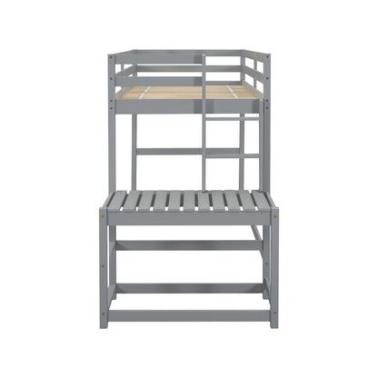 Twin High Loft Bed with Ladder Gray