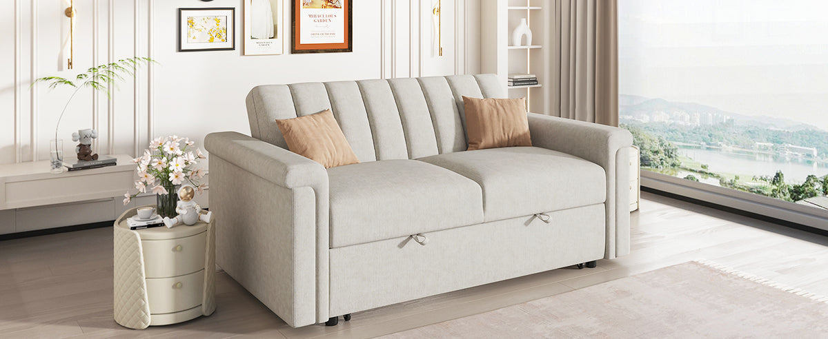 U-Style Convertible Loveseat Sofa Bed – Modern Sleeper with Storage
