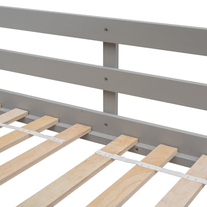 Twin House Bunk Bed with Ladder Grey