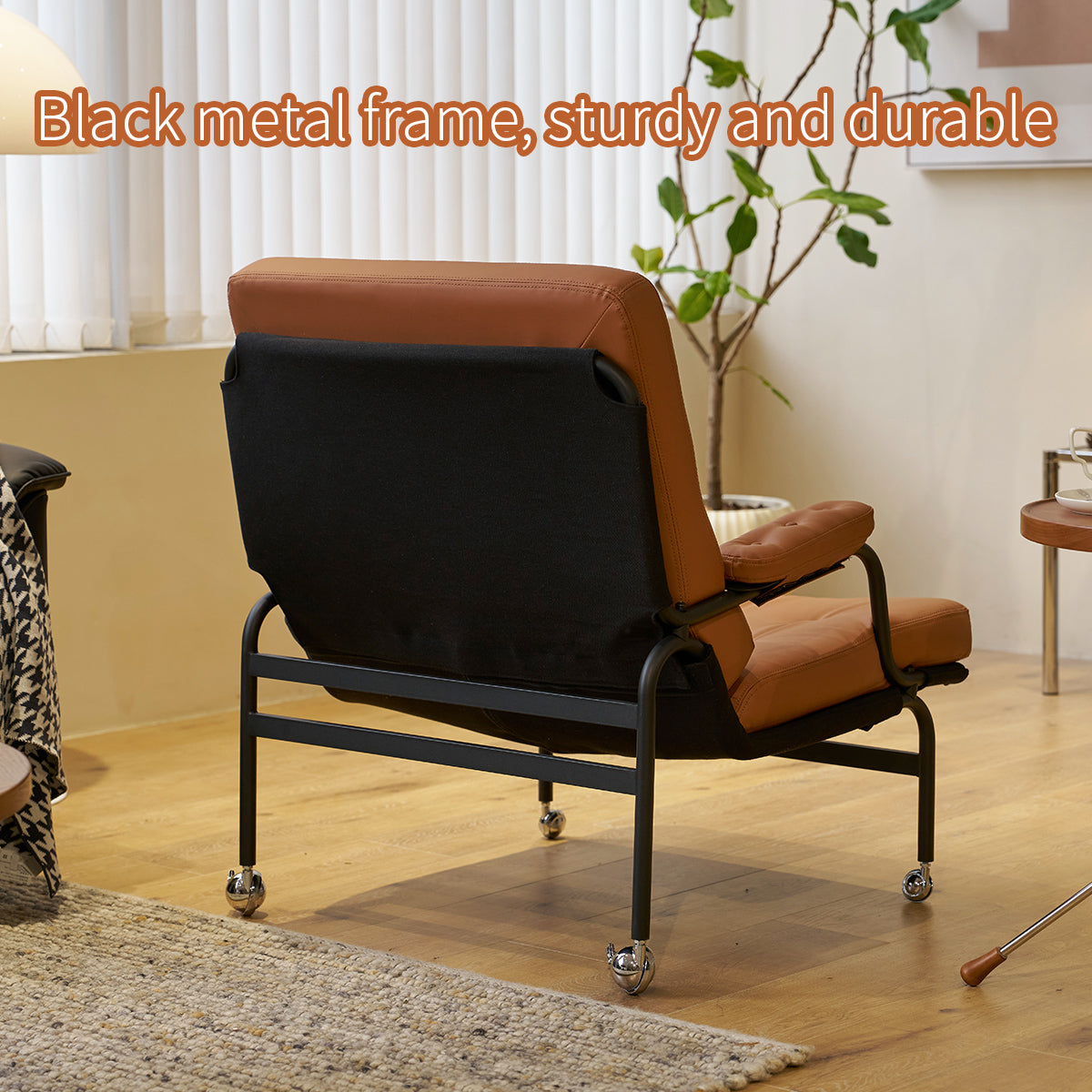 Modern Brown Leather Living Room Armchair