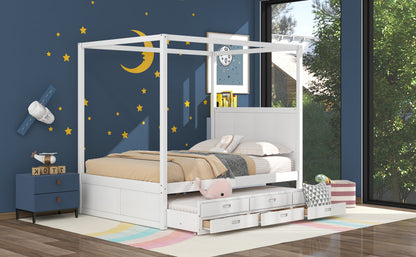Queen Canopy Bed White