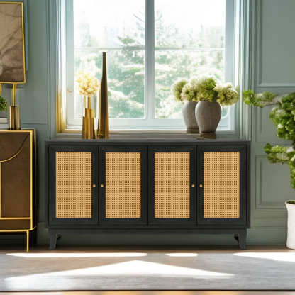 Rattan Sideboard Cabinet – Black
