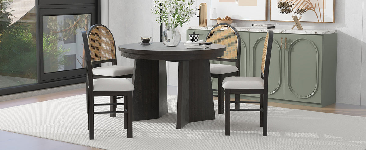 Retro Dining Set (5 pcs) – Espresso Finish