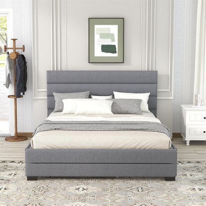 Queen Upholstered Bed with Trundle Gray