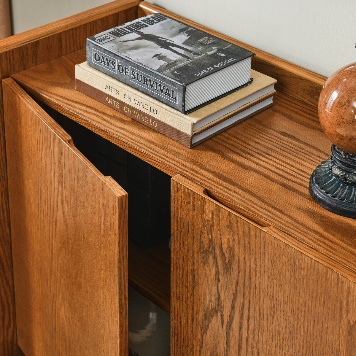 Walnut Buffet Cabinet with Storage Panels
