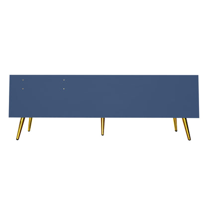 Modern Hidden Storage Bench Navy Upholstered Seat