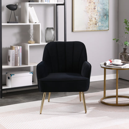 Mid-Century Velvet Armchair Navy Upholstery
