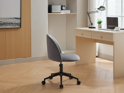 Velvet Swivel Office Chair – Black Legs