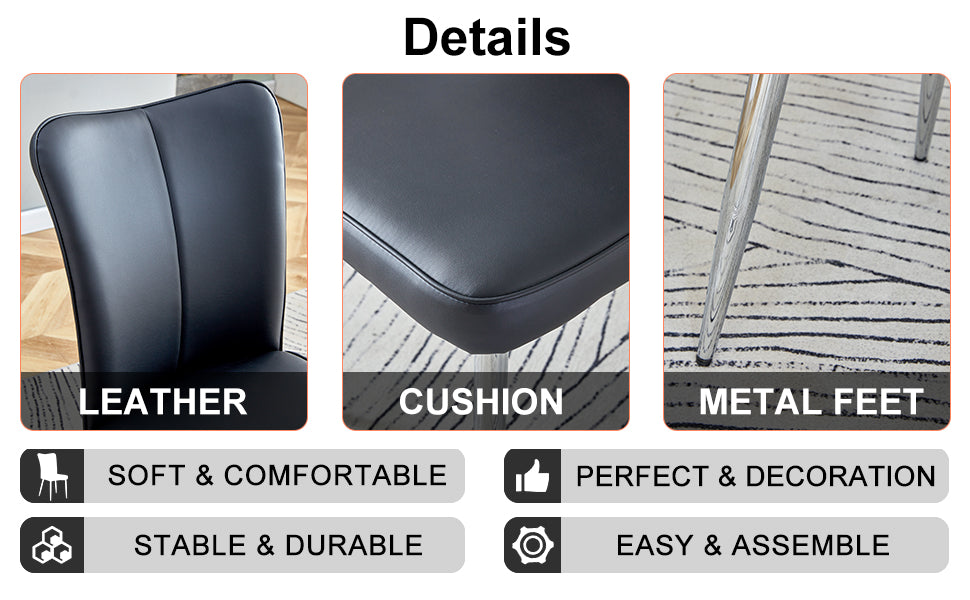 Modern Black Dining Chair Set (2 pcs)