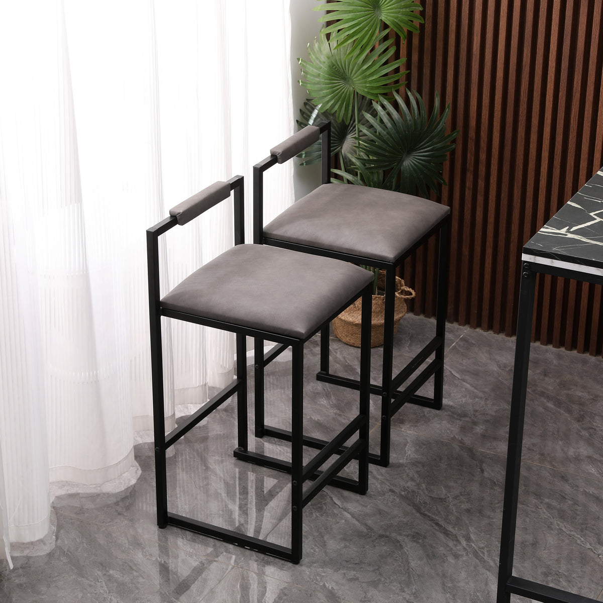 Gray Counter Barstool Set (2 pcs)