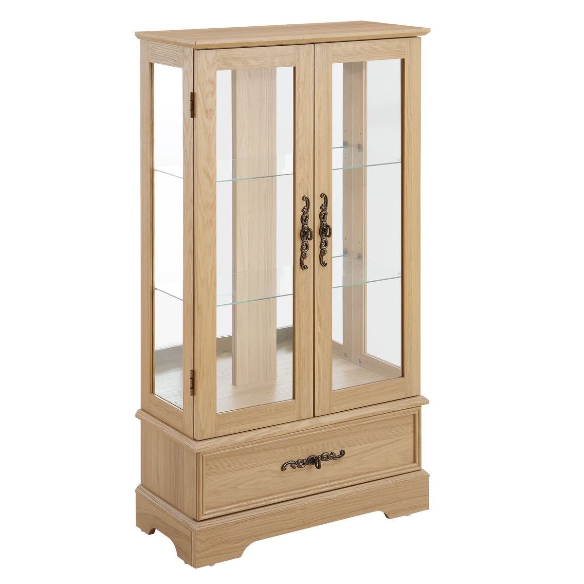 Oak Display Cabinet with Glass Frame