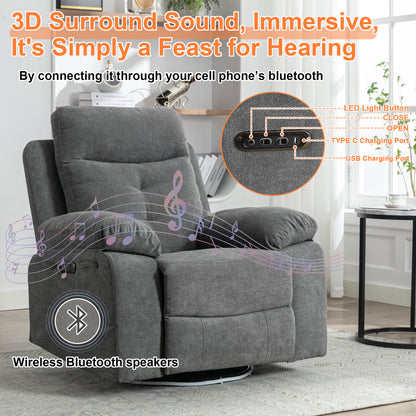 Electric Recliner Chair with LED Lighting Gray