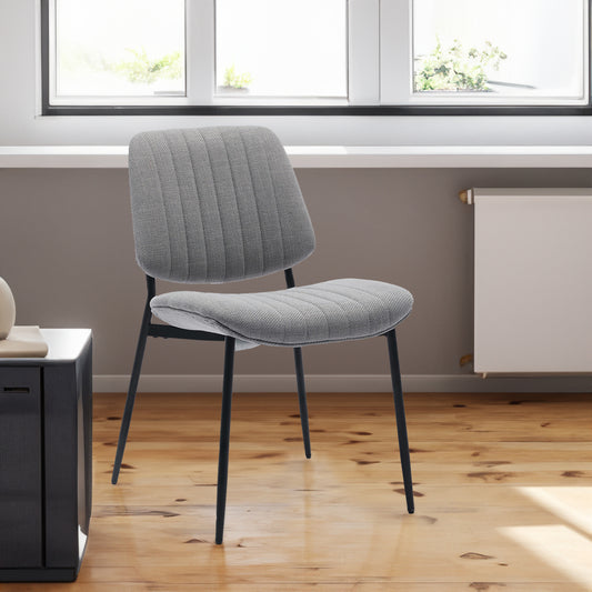 Gray 2-Piece Linen Dining Chair Set – Modern Retro Bentwood Back with Metal Legs
