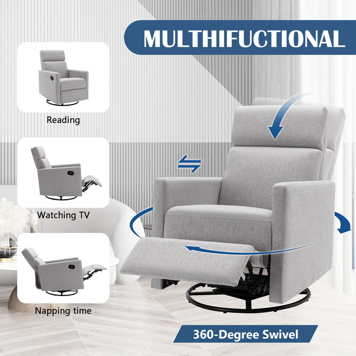 Upholstered Rocker Chair Gray