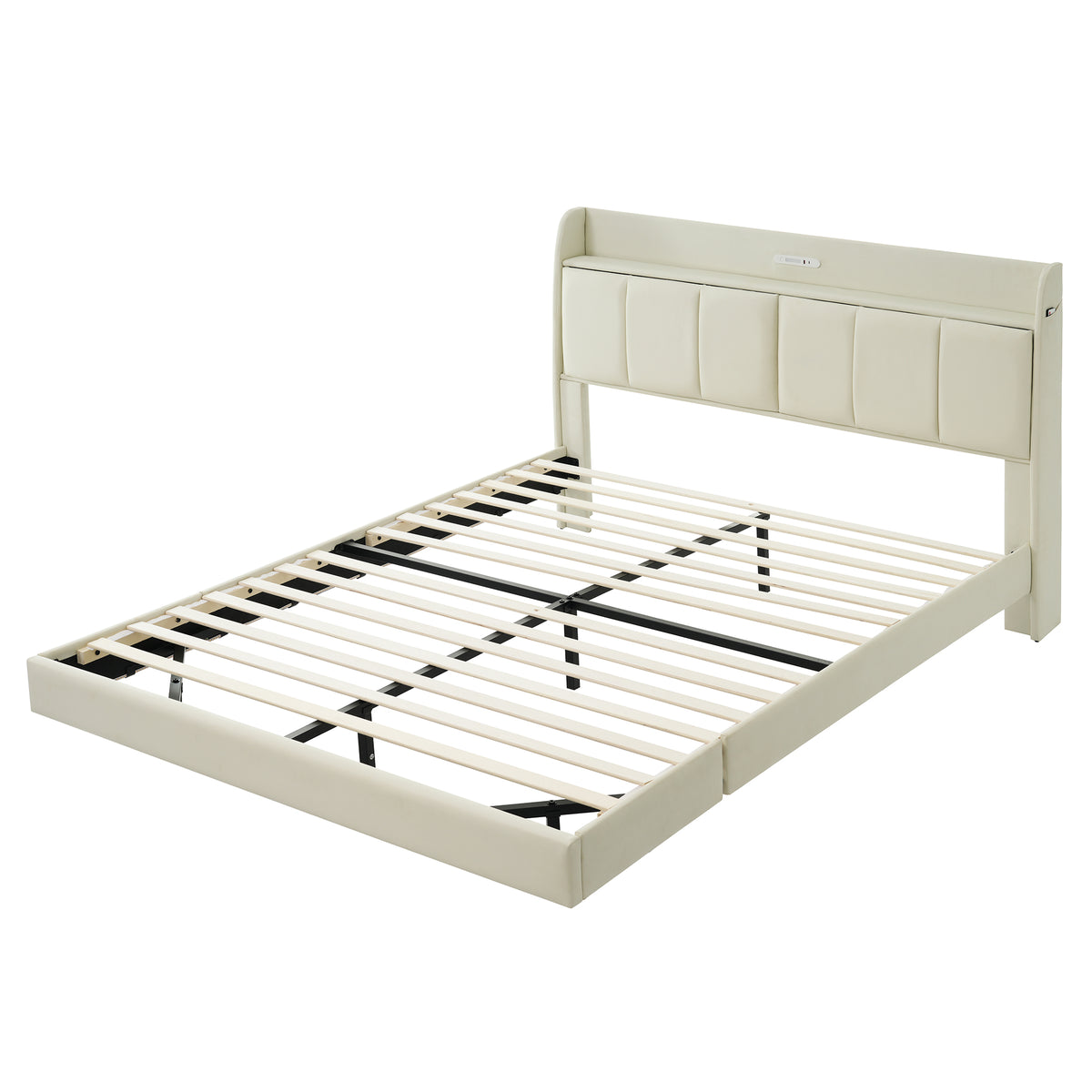 Platform Bed with Sensor Light and USB Beige
