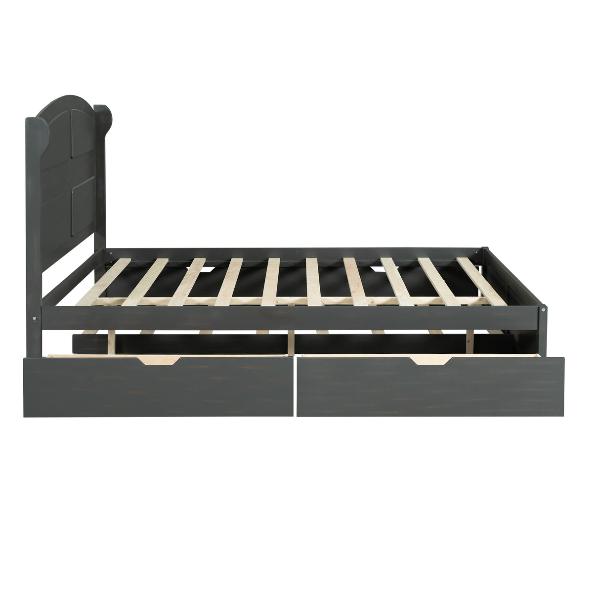 Queen Platform Bed with Trundle Antique Gray