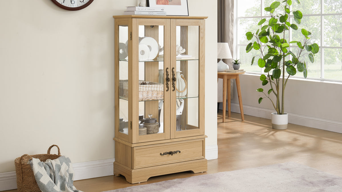 Oak Display Cabinet with Glass Frame