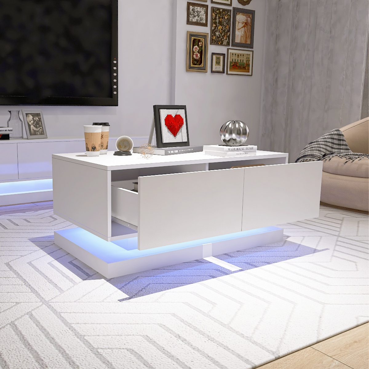 High Gloss Coffee Table with RGB Control