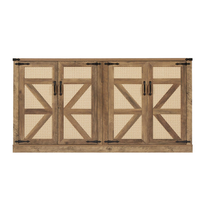 Rustic Oak 4-Door Sideboard