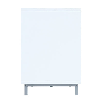 Firey 60" TV Stand/Fireplace with Glass Shelves - White Gloss