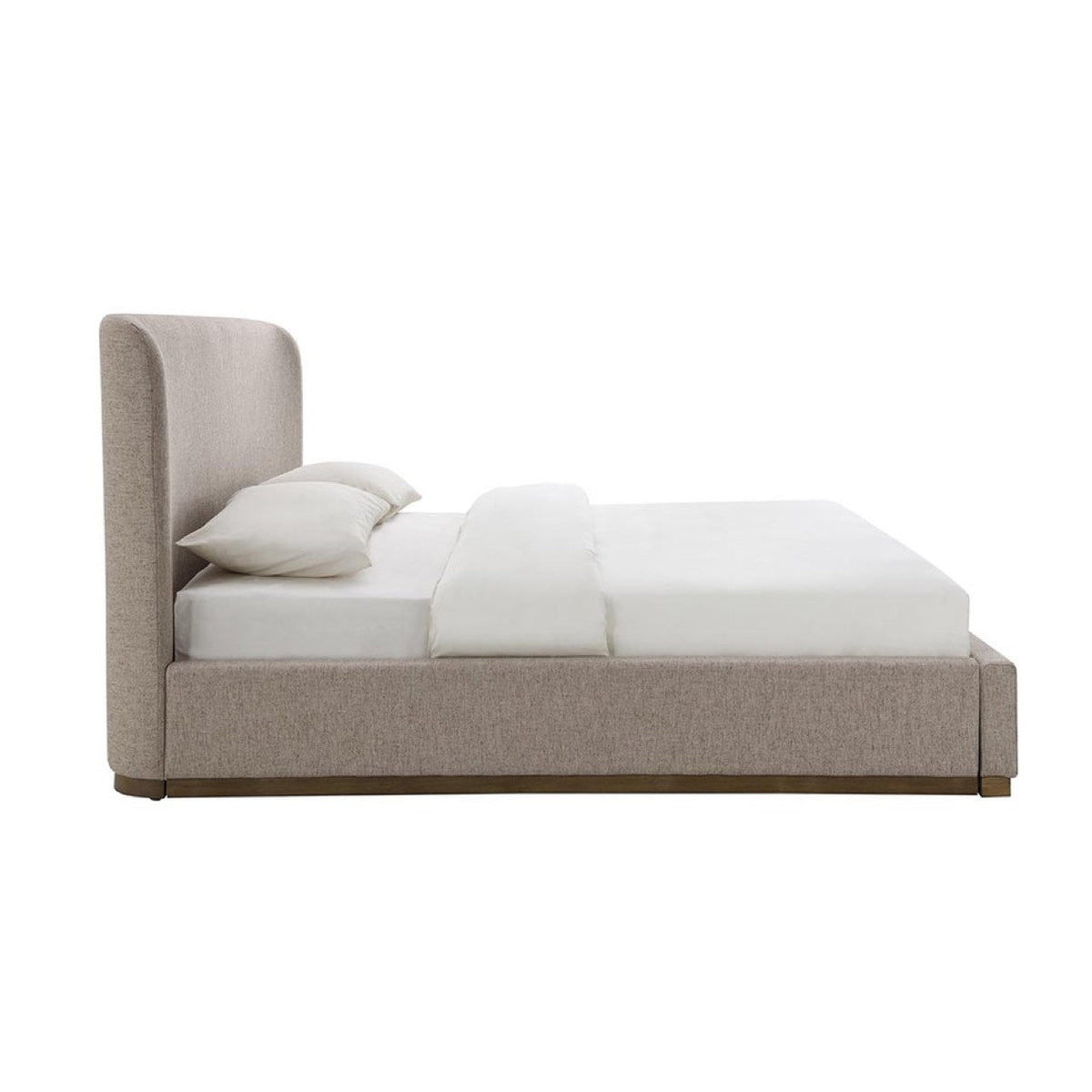 Faye Queen Bed With Curved Headboard - Perfect Taupe