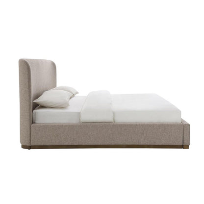Faye Queen Bed With Curved Headboard - Perfect Taupe