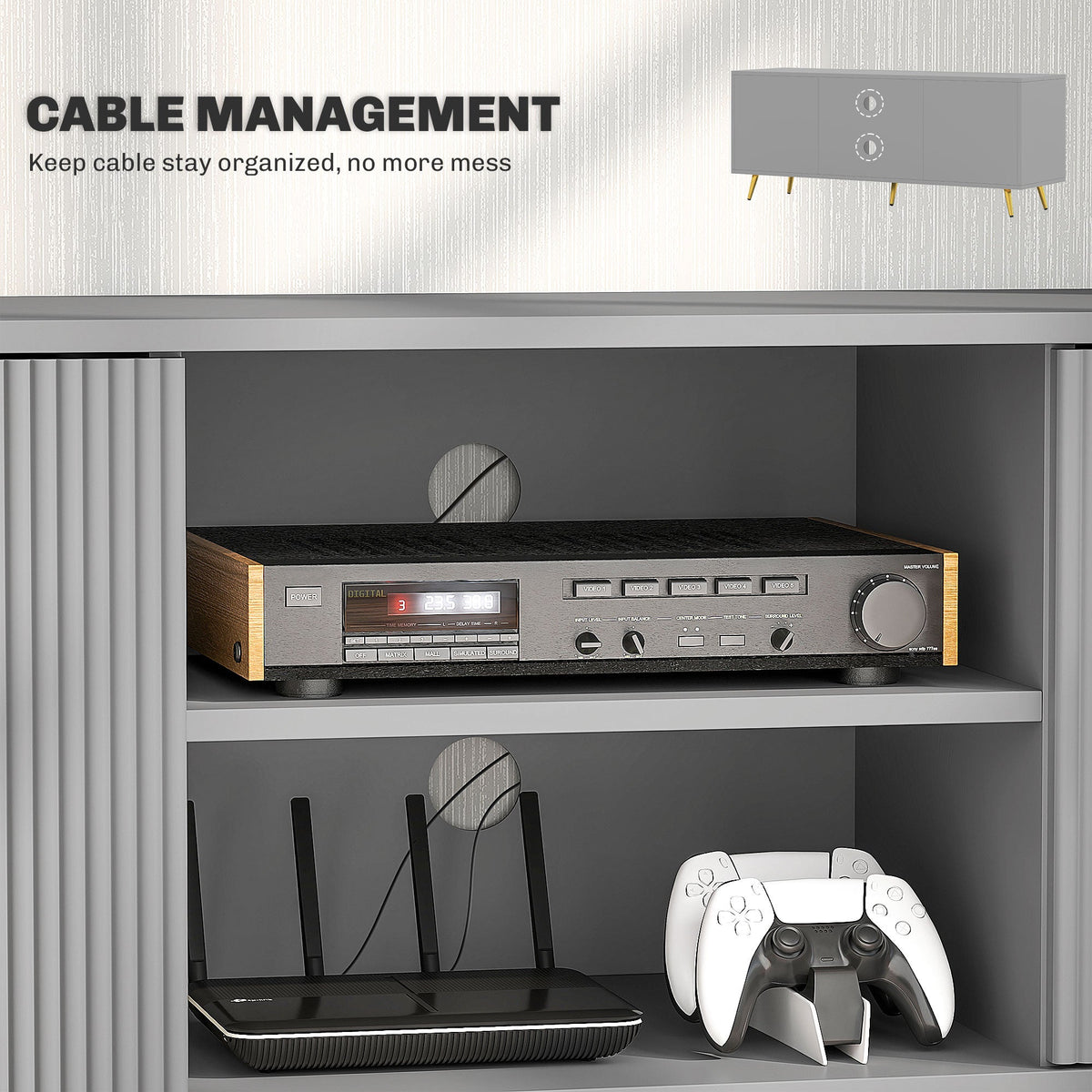 Collins Modern TV Stand for up to 55 Inch TVs-Grey