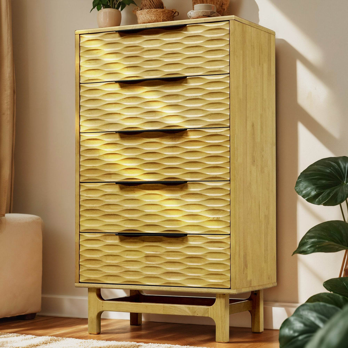 Elara Solid Wood 5-Drawer Dresser