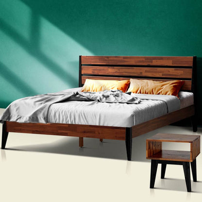 Emery Solid Wood Bed Frame & Nightstand Bedroom Set