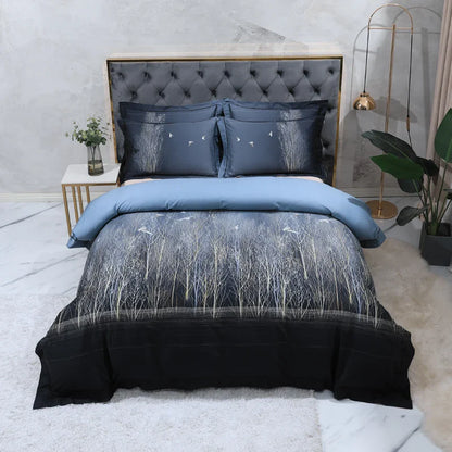 Wild Whimsy 600 TC Floral Cotton Duvet Set - Navy Blue
