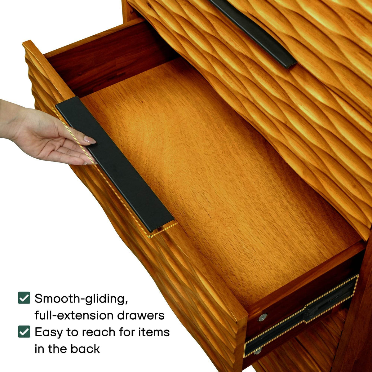 Elara Solid Wood 5-Drawer Dresser