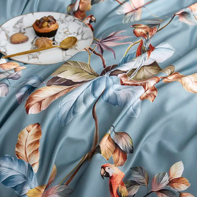 Eden 600 TC Floral Cotton Duvet Set - Grey/Blush